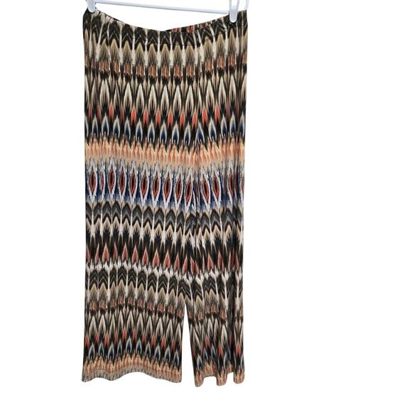 Chicos pants womens size large 2 orange blue palazzo pullon wide leg psychedelic - Picture 1 of 8